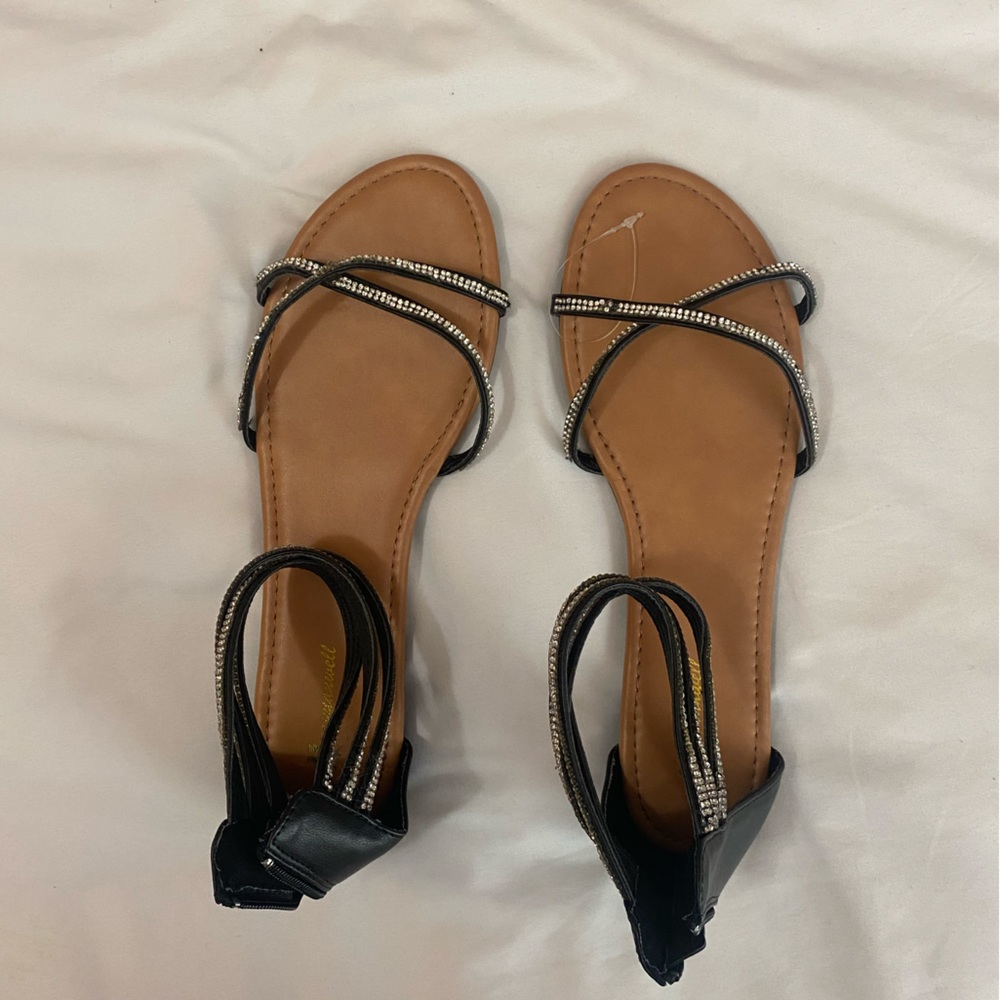 black rhinestone sandals